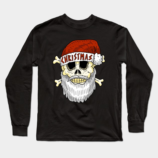 metal santa skull, christmas. Long Sleeve T-Shirt by JJadx